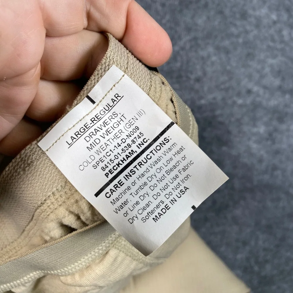 Peckham Inc Mens Large Gen III Mid Weight Cold Weather Drawers Tan ECWCS NEW